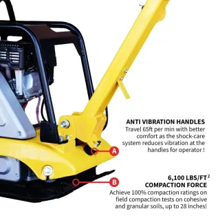 Tomahawk 6.5 HP Honda Reverse Hydraulic Plate Compactor for Soil, Aggregate, Cohesive Compaction W/ Free Vibration Impact Ironclad Gloves