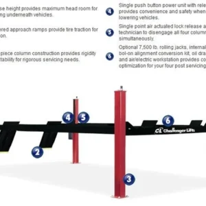 Challenger 4P14XFX 4P14series Ex-Length Hydraulic Four Post Lifts 14,000 lbs
