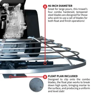 Power Trowel – 46″ – Kohler 14Hp – 120 Rpm