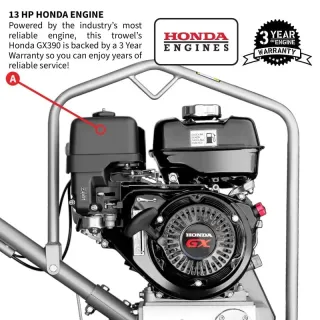 46″ Honda Concrete Fast Pitch Power Trowel with 13HP Honda GX390 Finishing Blades Finishing Tool