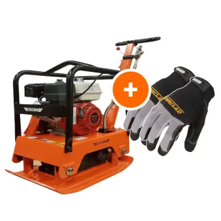Crown Reversible Plate Compactor – Honda GX160 – 5.5 HP – 5,620 lbs/ft² W/ Free Vibration Impact Ironclad Gloves