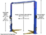 Atlas® Platinum PVL10 ALI Certified Adj Height 2 Post Lift 10,000 lbs w/Ext Kit