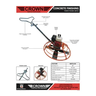 Crown Equipment Power Trowel – 36″ Walk Behind – Honda