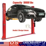 Katool KT-H100 Symmetric 2 Post Floor Plate Car Lift 10,000 lbs – Red