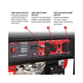 7000 Watt Honda Powered Portable Generator Gas Power Professional Use