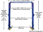 Atlas® Platinum PVL10 ALI Certified Adj Height 2 Post Lift 10,000 lbs w/Ext Kit
