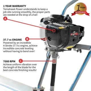 Tomahawk Concrete Power Screed Dual Aluminum Blade Bundle (Choose 2 Boards) W/ Free Vibration Impact Ironclad Gloves