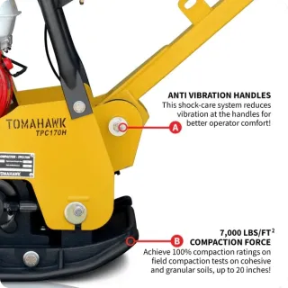 Reversible Plate Compactor – Honda GX200 – 6.5 HP – 7,000 lbs/ft_ W/ Free Vibration Impact Ironclad Gloves