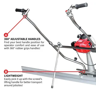 Honda Concrete Finishing Bundle with Magnesium Screed Blade Float and Honda Vibrator with 10″ Whip W/ Free Vibration Impact Ironclad Gloves