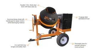 9 Cu Ft Concrete Mixer | Brave | Poly Drum | Honda Gas | Towable