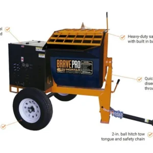 Brave Mortar Mixer | 6 Cu. Ft. Poly Drum | Honda GX239 Gas