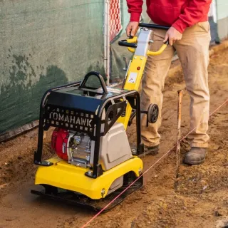 Tomahawk 6.5 HP Honda Reverse Hydraulic Plate Compactor for Soil, Aggregate, Cohesive Compaction W/ Free Vibration Impact Ironclad Gloves