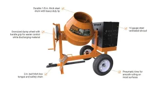 7 Cu Ft Concrete Mixer | Brave | Steel Drum | Honda Gas | Towable