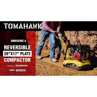 Tomahawk 6.5 HP Honda Reverse Hydraulic Plate Compactor for Soil, Aggregate, Cohesive Compaction W/ Free Vibration Impact Ironclad Gloves
