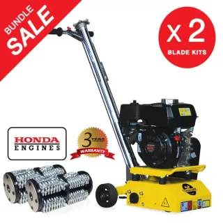 8″ Gas Concrete Scarifier Planer Grinder with 5.5 HP Honda Engine Blade Bundle