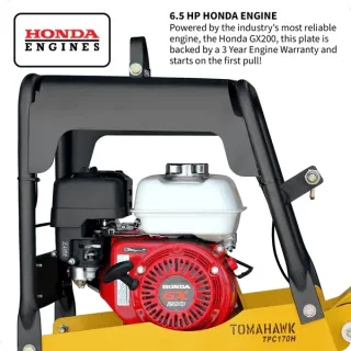 Reversible Plate Compactor – Honda GX200 – 6.5 HP – 7,000 lbs/ft_ W/ Free Vibration Impact Ironclad Gloves