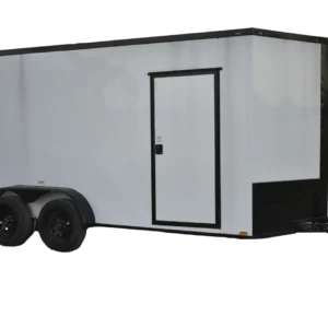 QC253 Quality 7×16 Enclosed Trailer TA White Blackout 84″