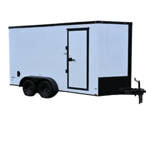 FR255 Freedom 7×14 Enclosed Trailer TA White Blackout 84″