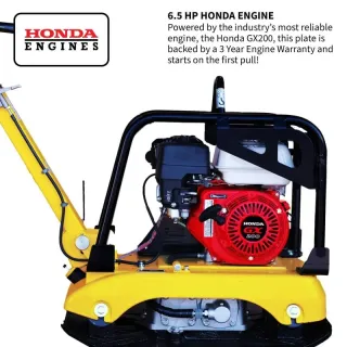 Tomahawk 6.5 HP Honda Reverse Hydraulic Plate Compactor for Soil, Aggregate, Cohesive Compaction W/ Free Vibration Impact Ironclad Gloves