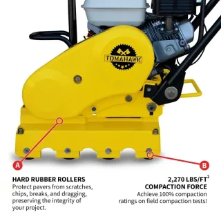 5.5 HP Honda Paver Roller Compactor 17×12 for Pavers, Bricks, Stone, Sand Compaction W/ Free Vibration Impact Ironclad Gloves