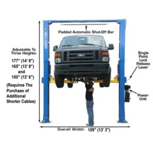 Atlas® PV12PX-3 Adj Height Ex-Wide/Ex-Tall 2 Post Lift 12,000 lbs w/3-Stage Arms