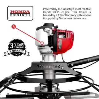30″ Portable Honda Concrete Power Trowel with 18ft Bull Float Handle GX35