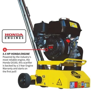 8″ Gas Concrete Scarifier Planer Grinder with 5.5 HP Honda Engine & Drum