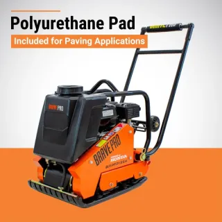 BravePro Forward Plate Compactor | 16 In. | Rubber Mat, Tank, and Wheel Kit | Honda GX160