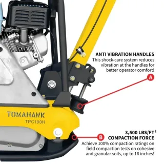 Reversible Plate Compactor – Honda GX160 – 5.5 HP – 3,500 lbs/ft_ W/ Free Vibration Impact Ironclad Gloves