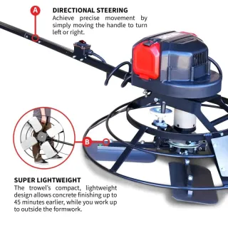 30″ Battery-Powered Portable Power Trowel with 18ft Bull Float Handle