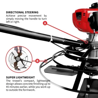 30″ Portable Honda Concrete Power Trowel with 18ft Bull Float Handle GX35